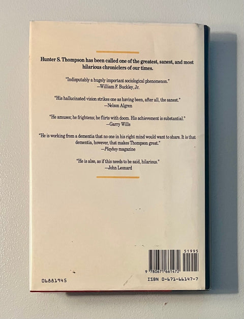 Generation of Swine, Hunter S. Thomson - First Edition, 1988, HC/DJ
