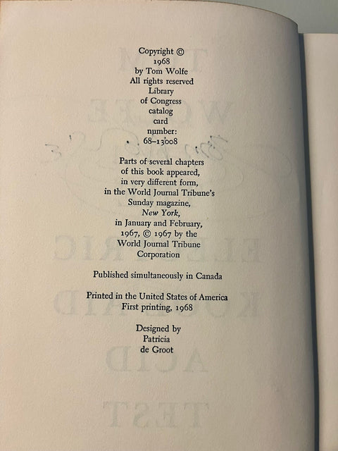 The Electric Kool-Aid Acid Test, Tom Wolfe - First Edition, Signed, 1968