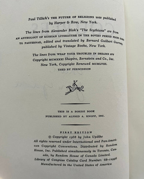 Couples, John Updike - Signed, First Edition, 1st Printing, 1968 - HC/DJ - VG+