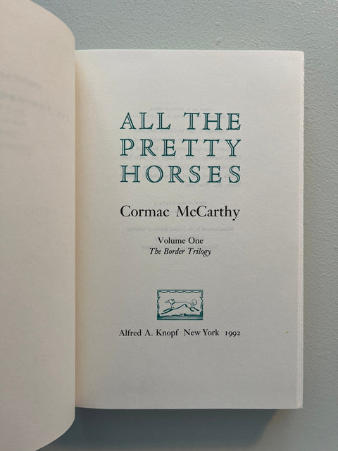 All the Pretty Horses, Cormac McCarthy, First Edition, 2nd Printing - Rare - 1992 - Like New