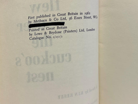 One Flew Over the Cuckoo's Nest, Ken Kesey - First British Edition, 1st Printing - 1962
