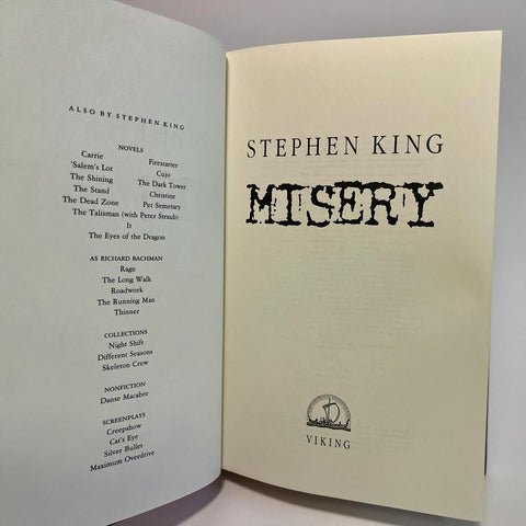Misery, Stephen King - First Edition, 1st Printing - 1987