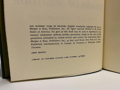 One Hundred Years of Solitude, Gabriel Garcia Marquez, First Edition, 1st Printing - 1970