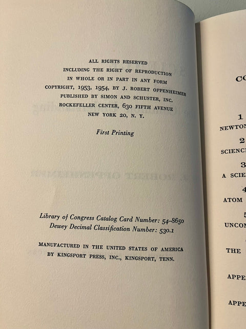 J. Robert Oppenheimer, Science & the Common Understanding, 1st Edition Review Copy - Very Rare!