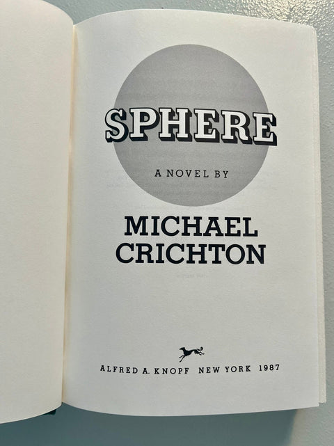 Sphere, Michael Crichton - First Edition, 1987 - Excellent Condition