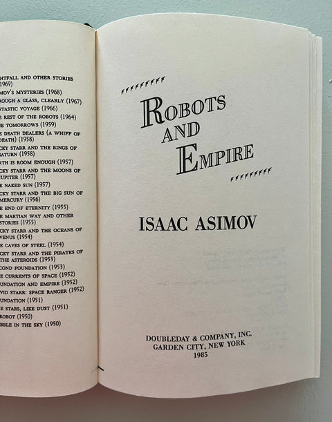 Robots and Empire, Isaac Asimov - First Edition, 1985 - NOT Book Club - Great Condition!