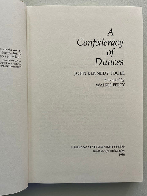 A Confederacy of Dunces, John Kennedy Toole, 1st Edition, 8th Printing, Like New