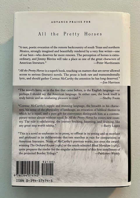 All the Pretty Horses, Cormac McCarthy, First Edition, 2nd Printing - Rare - 1992 - Like New