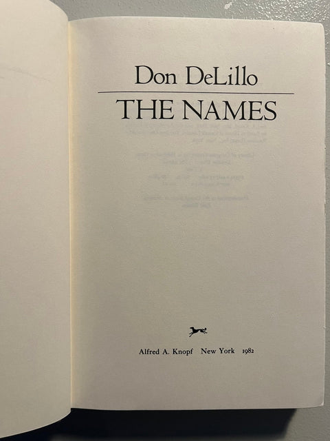 The Names, Don DeLillo - First Edition, 1st Printing - 1982 - Like New