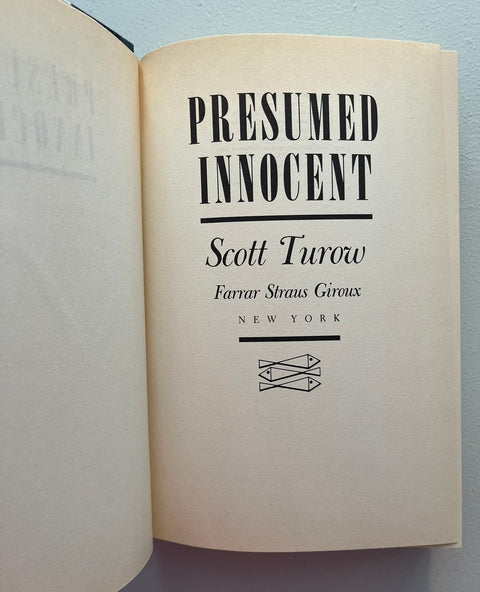 Presumed Innocent, Scott Turow - First Edition, 1987 - Like New!